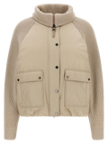 Brunello Cucinelli Hybrid Cotton-Knit Jacket — Beige