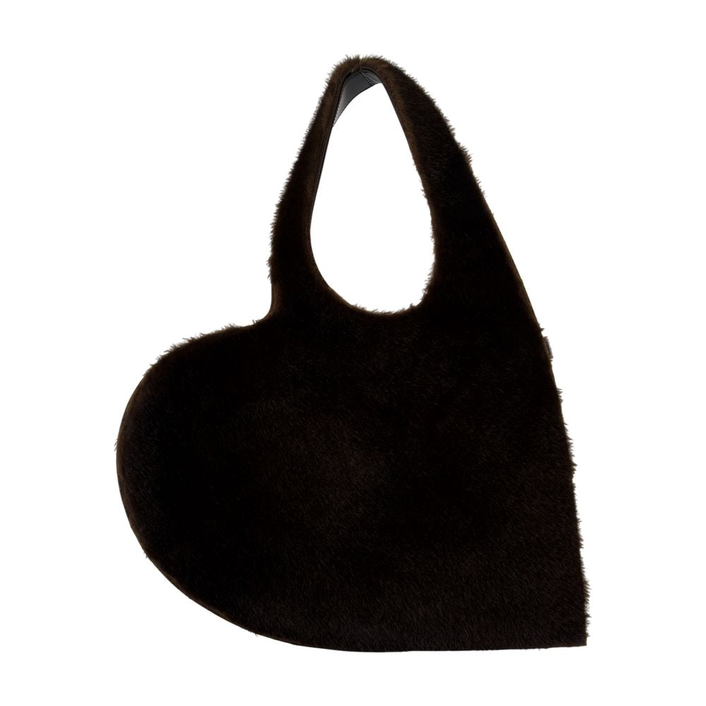 Coperni Faux Fur Heart Shoulder Bag — Black