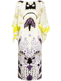 Valentino Tropical Word Arazzo Print Silk Kaftan — White