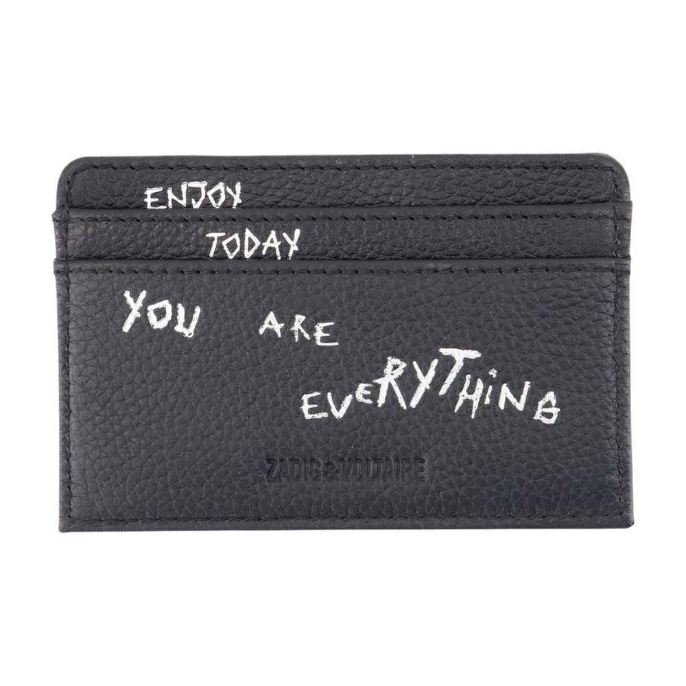 Zadig & Voltaire Black Calfskin Card Case — Black