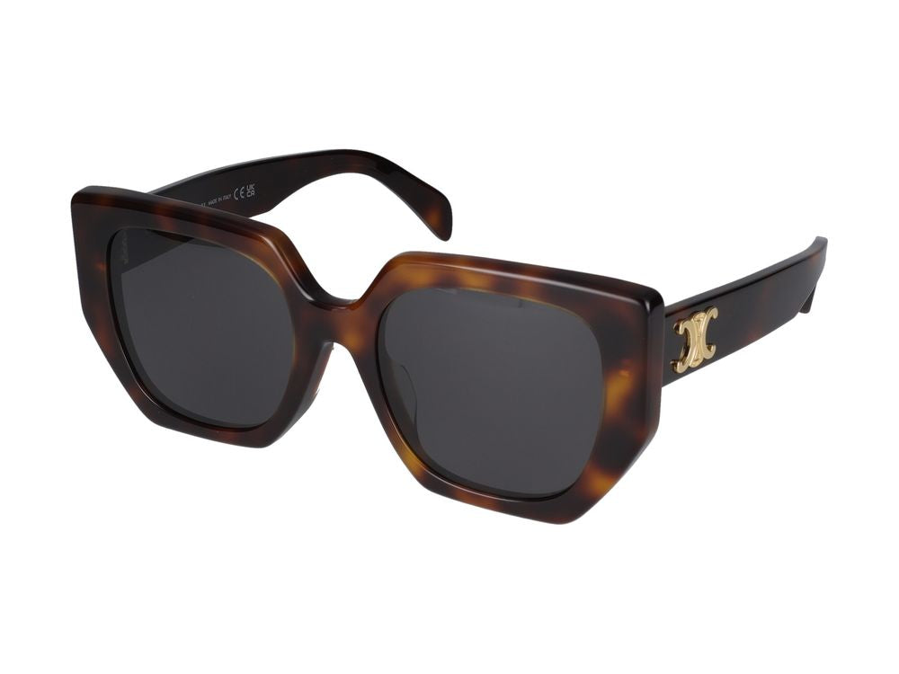 Celine CL40239F Tortoiseshell Square-Frame Sunglasses — Tortoiseshell