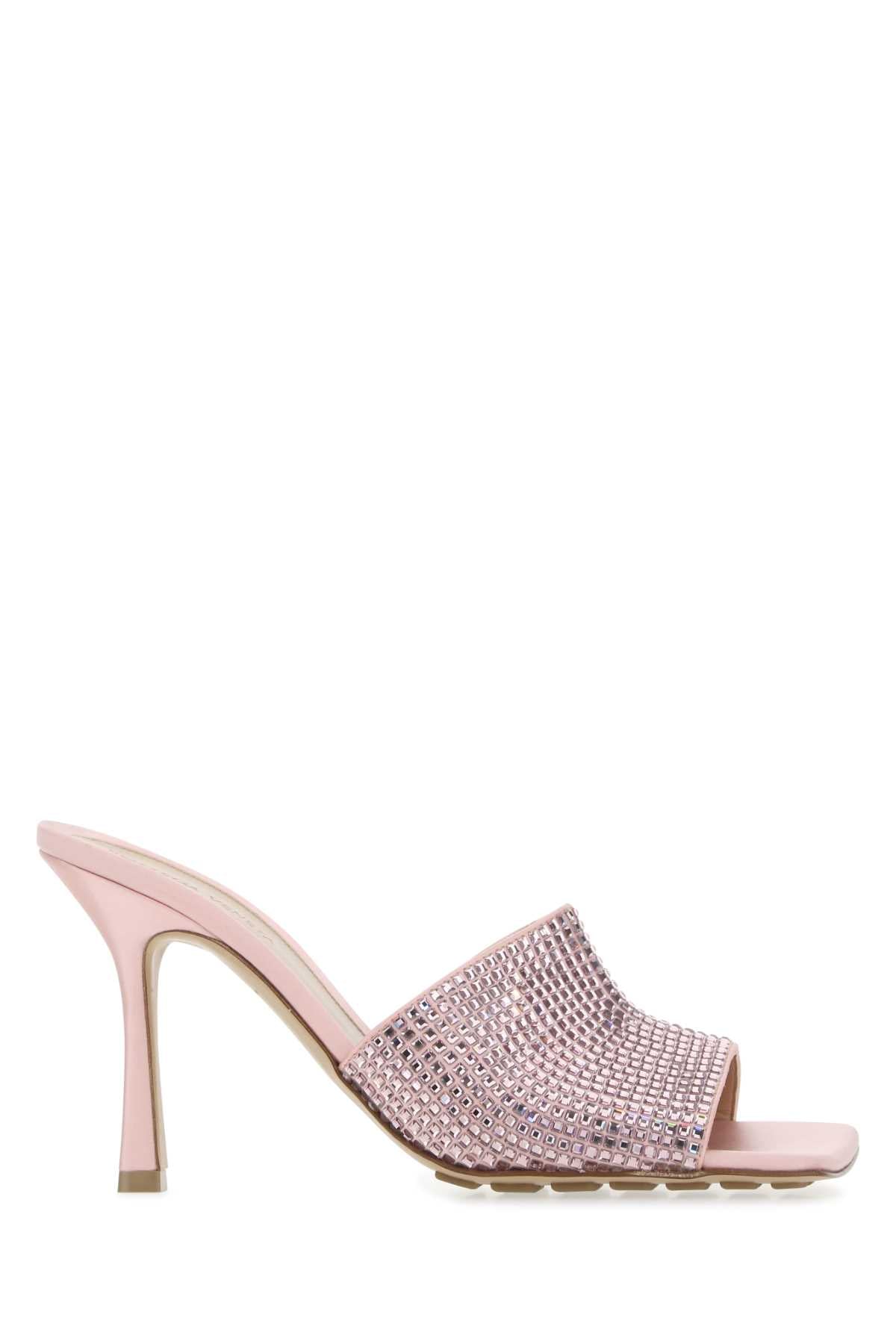 Bottega Veneta Crystal-Embellished Satin Mule — Pink