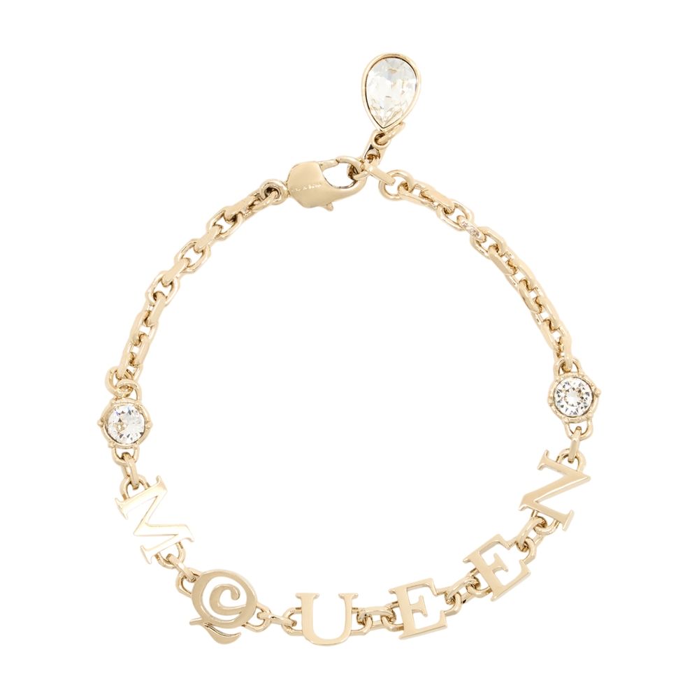 Alexander McQueen Logo Charm Chain Bracelet — Gold