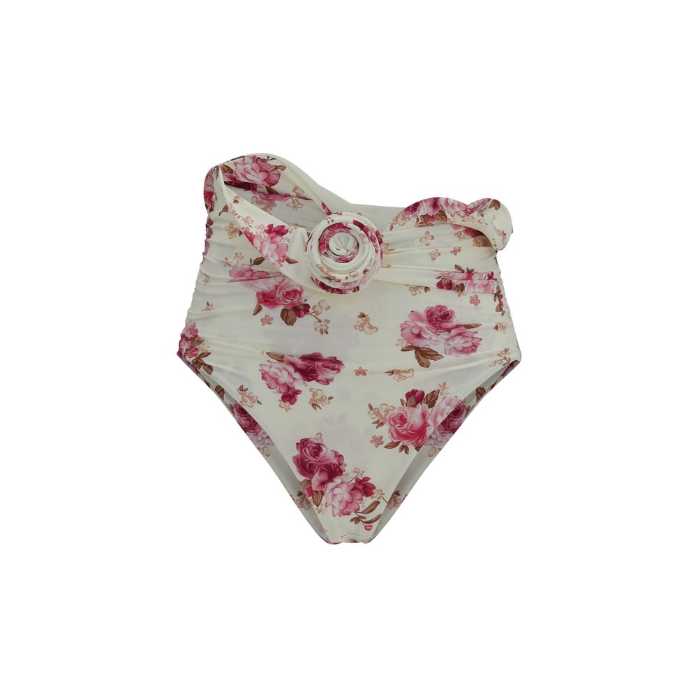 Magda Butrym Floral-Print High-Rise Bikini Bottom — Beige