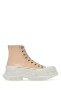Alexander McQueen High-Top Canvas Sneaker — Beige