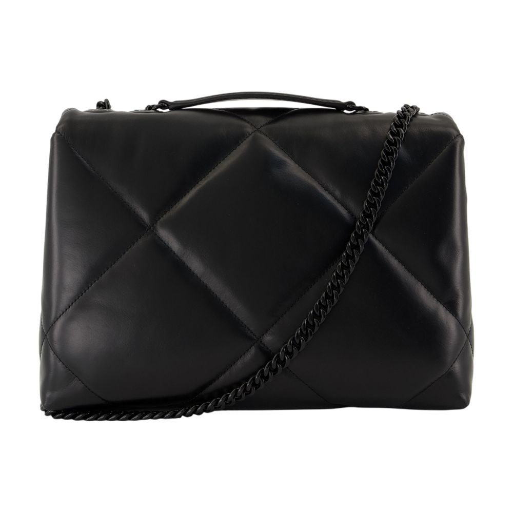 Tory Burch Diamond-Quilted Leather Shoulder Bag — Black