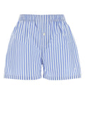 Philosophy Di Lorenzo Serafini Striped Cotton Shorts — Blue
