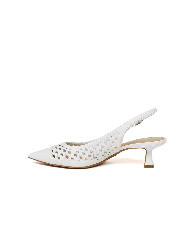 Michael Kors Woven Leather Slingback Heel — White