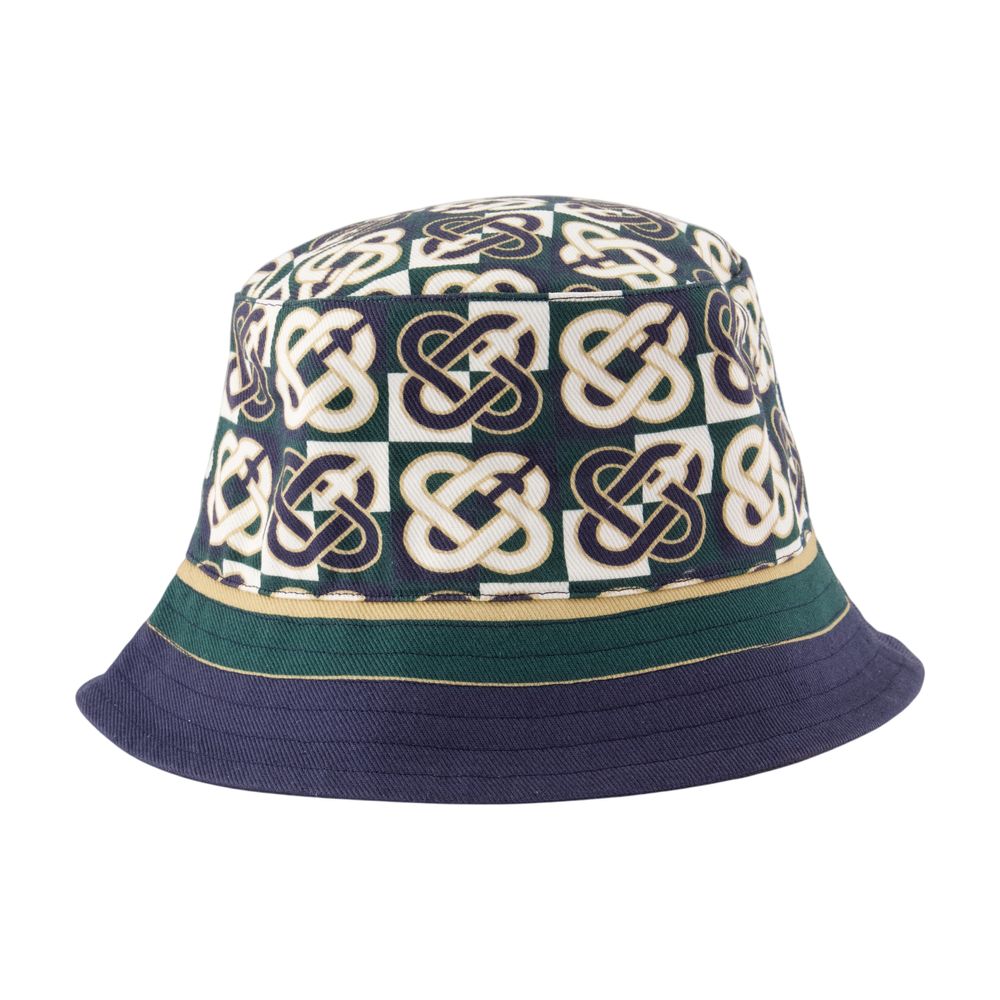 Casablanca A-HAT-003-03 Printed Cotton Bucket Hat — Navy