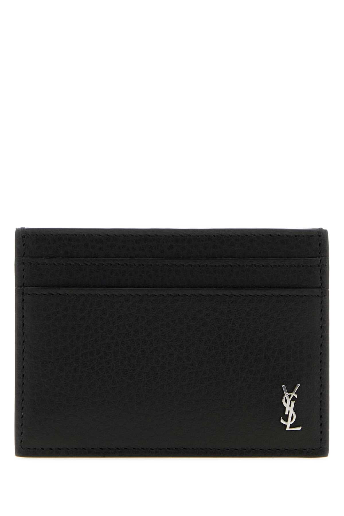 Saint Laurent Leather Card Holder Card Case — Black