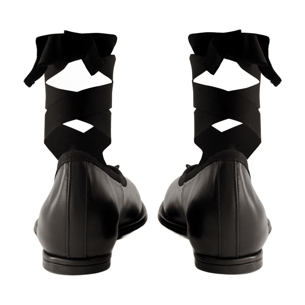 Simone Rocha Heart Toe Calfskin Ballerina — Black
