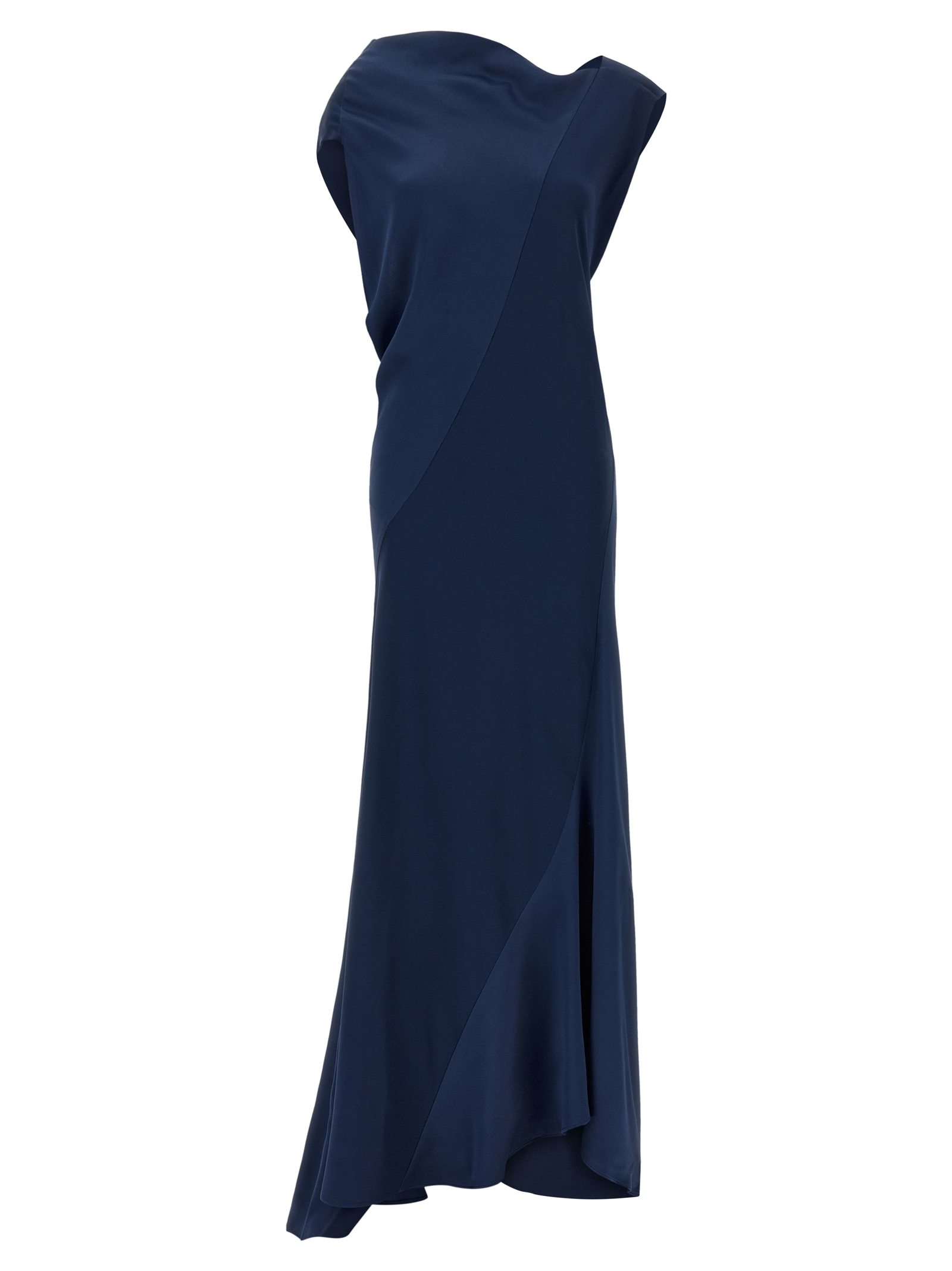 Alberta Ferretti Asymmetrical Viscose Dress — Navy