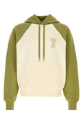 AMI Paris Raglan-Sleeve Cotton Blend Hoodie — Green