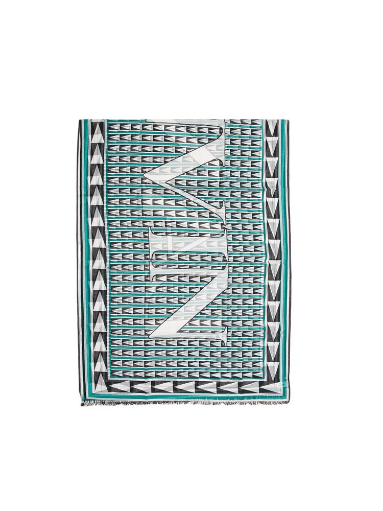Lanvin Geometric Wool Scarf — Blue