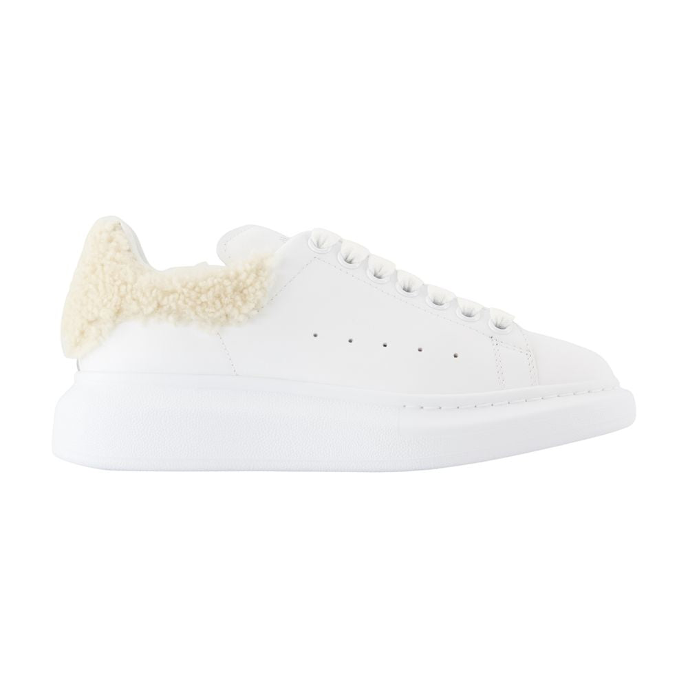 Alexander McQueen Shearling-Trimmed Leather Sneaker — White