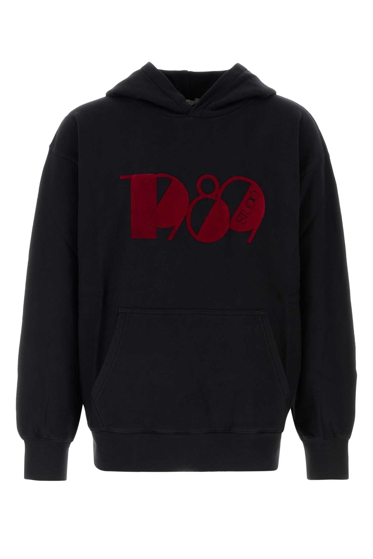 1989 Studio Logo-Embroidered Cotton Hoodie — Black