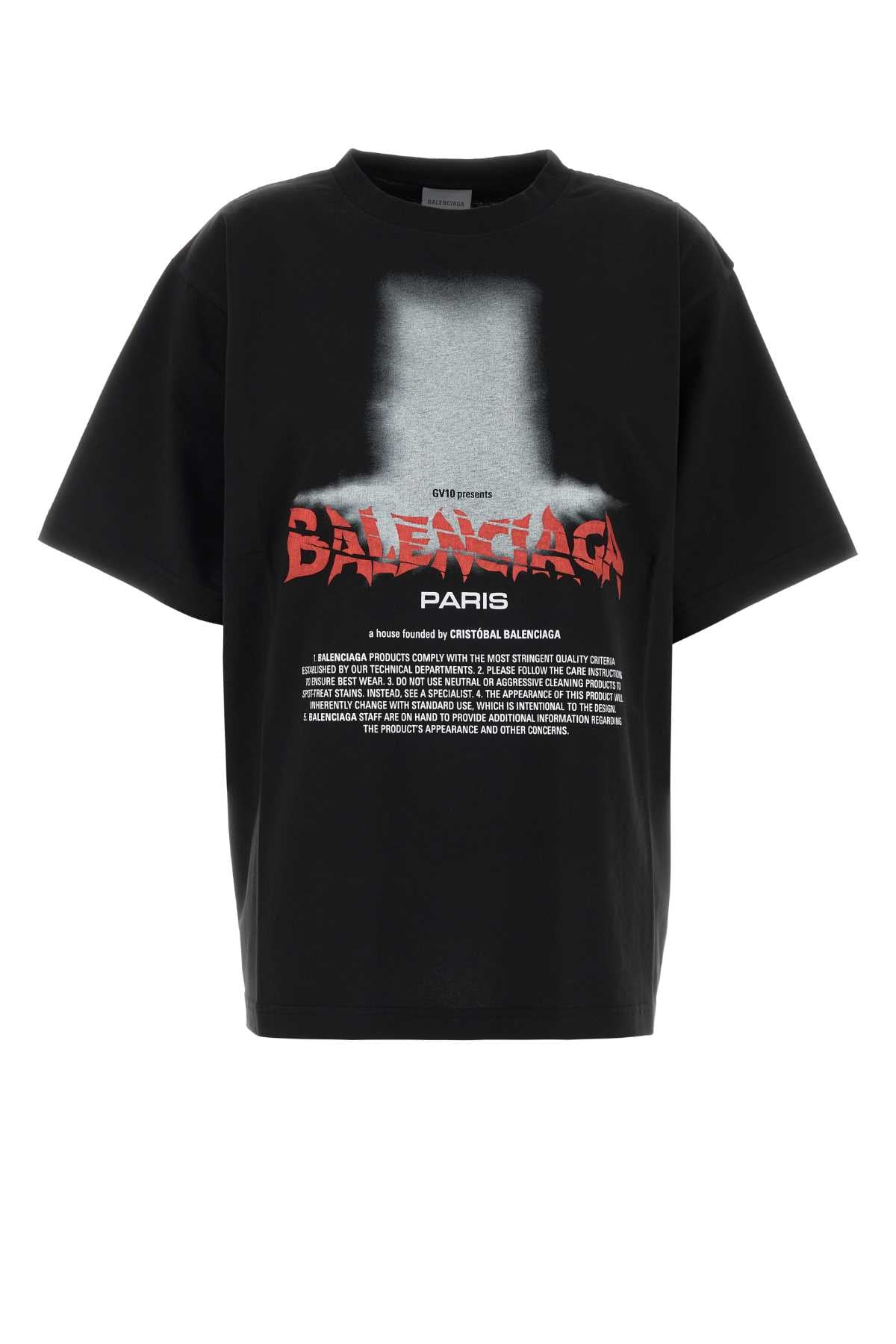 Balenciaga Graphic-Print Cotton T-shirt — Black