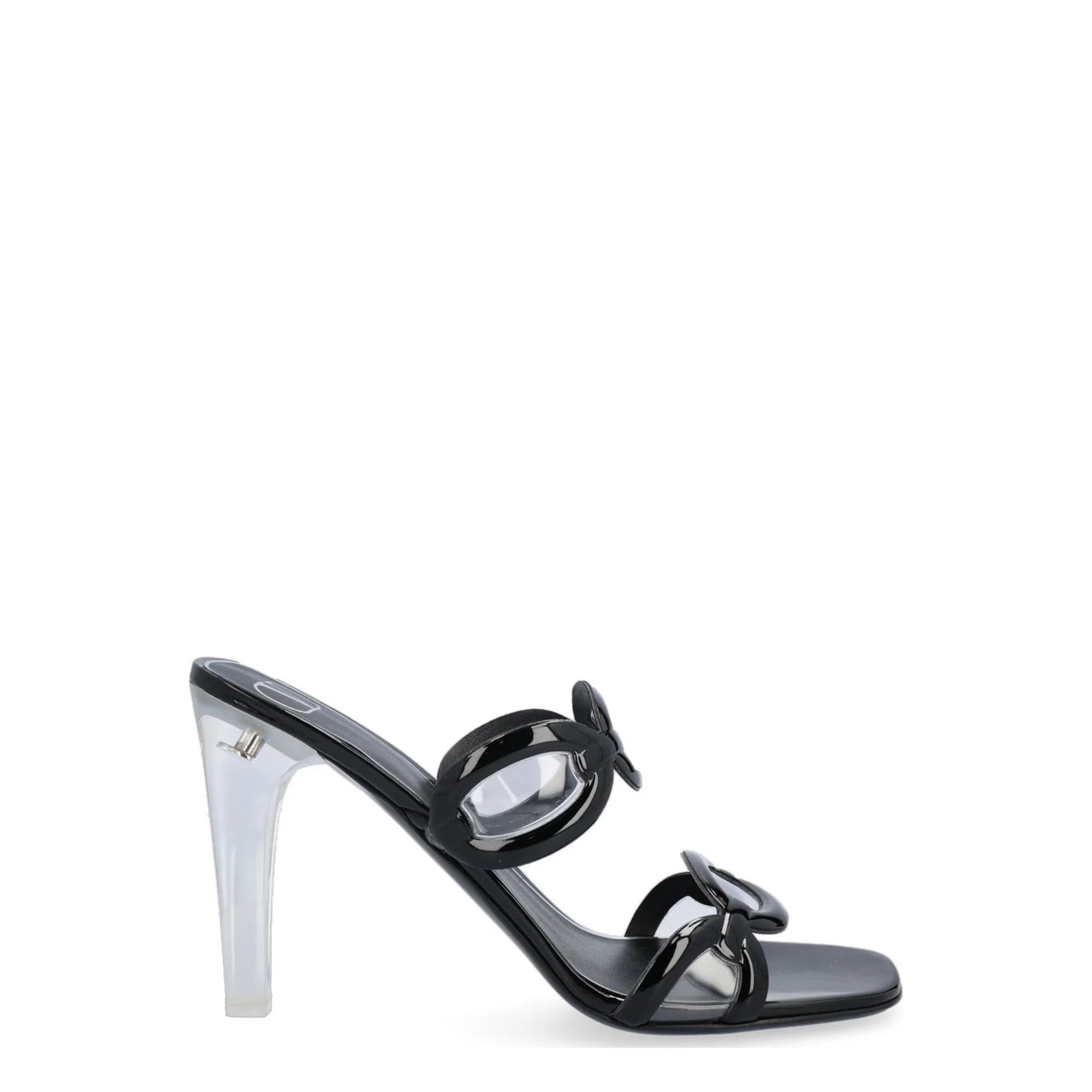 Valentino Garavani Chain Transparent-Heel Sandal — Black