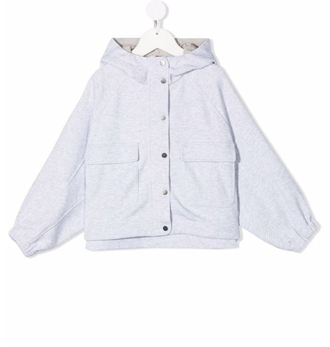 Brunello Cucinelli Hooded Button-Down Jacket — grey