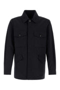 Burberry Nylon Overshirt with Chest Pockets Jacket — Navy
