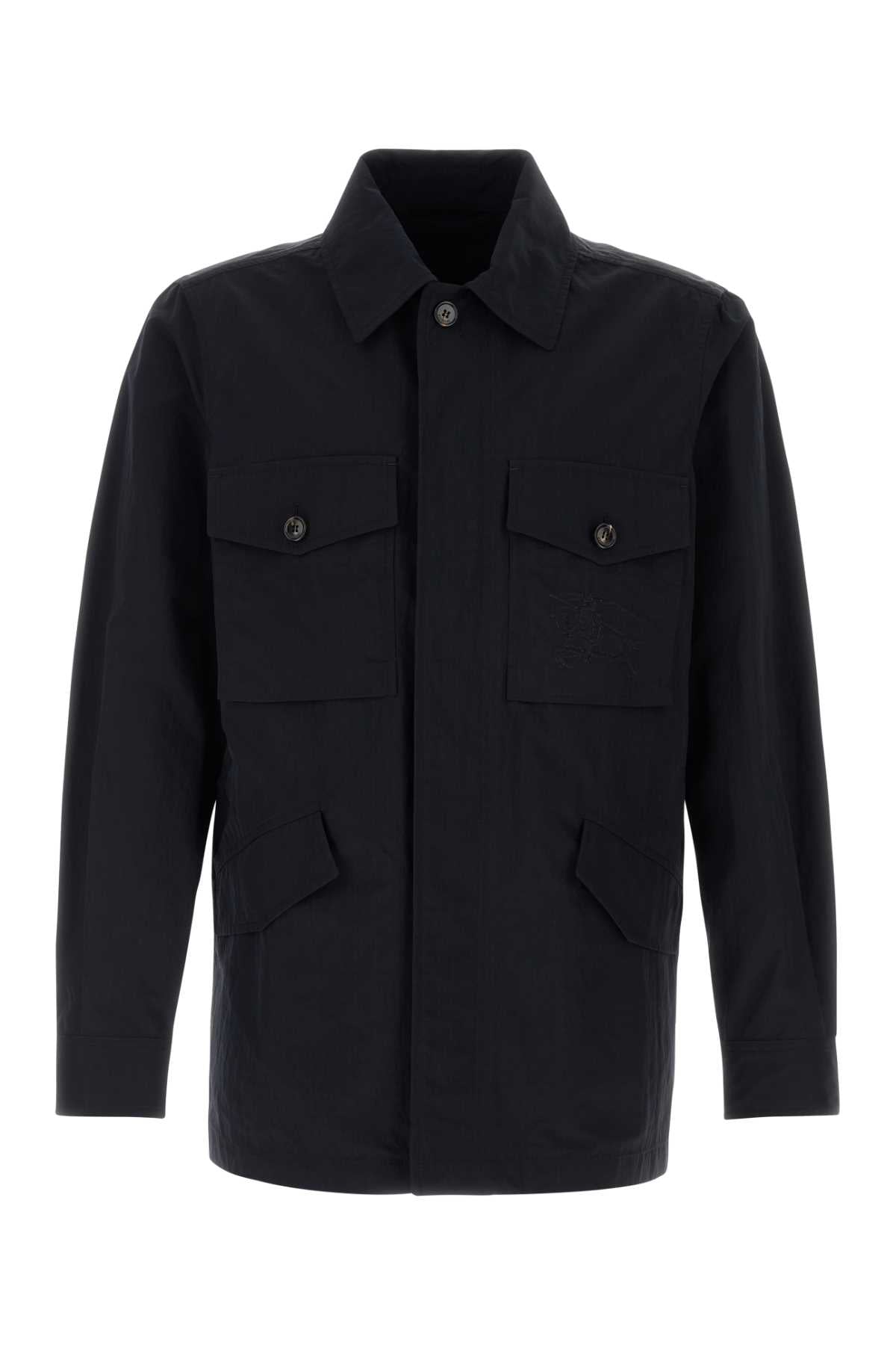Burberry Nylon Overshirt with Chest Pockets Jacket — Navy