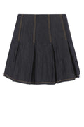 Bottega Veneta Pleated Denim Skirt — Navy