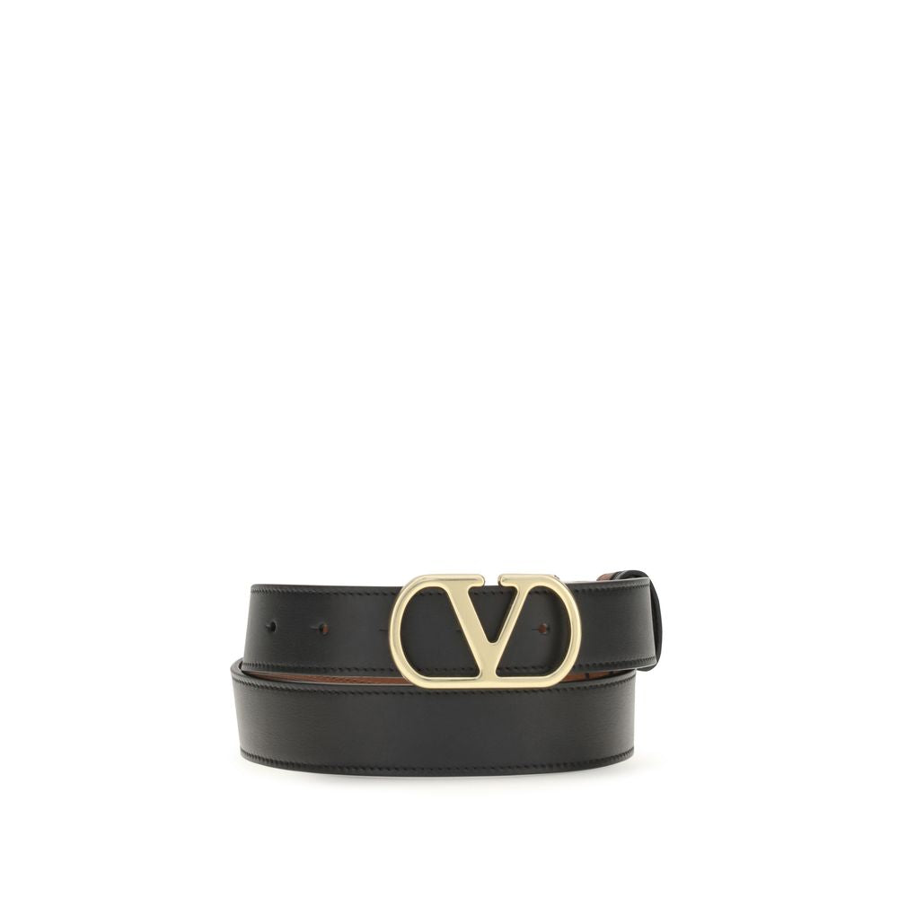 Valentino Garavani VLogo Signature Calf Leather Belt — Black