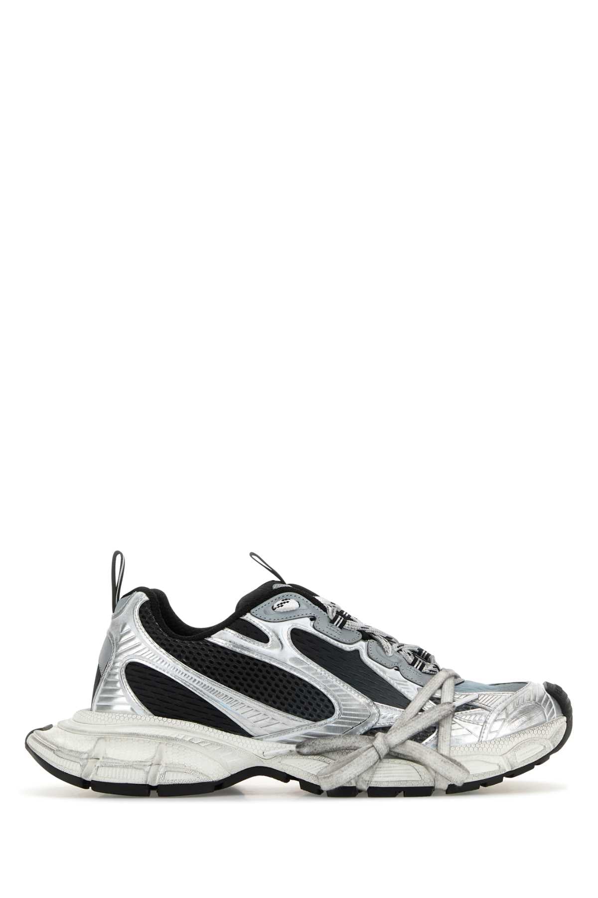 Balenciaga Color-Block Mesh & Metallic Nylon Sneaker — White