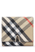 Burberry Checked Polyester-Cotton Wallet — Beige