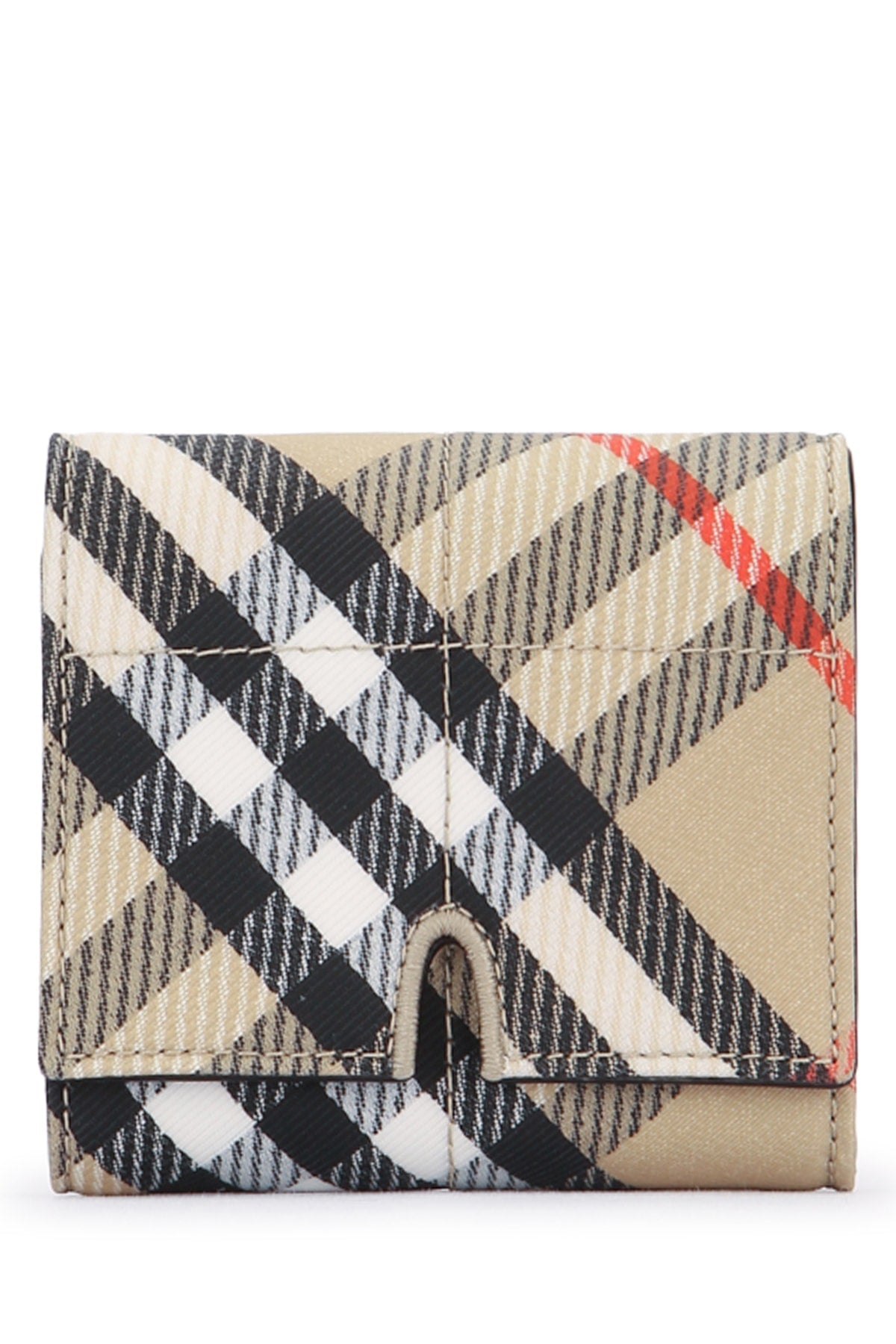 Burberry Checked Polyester-Cotton Wallet — Beige
