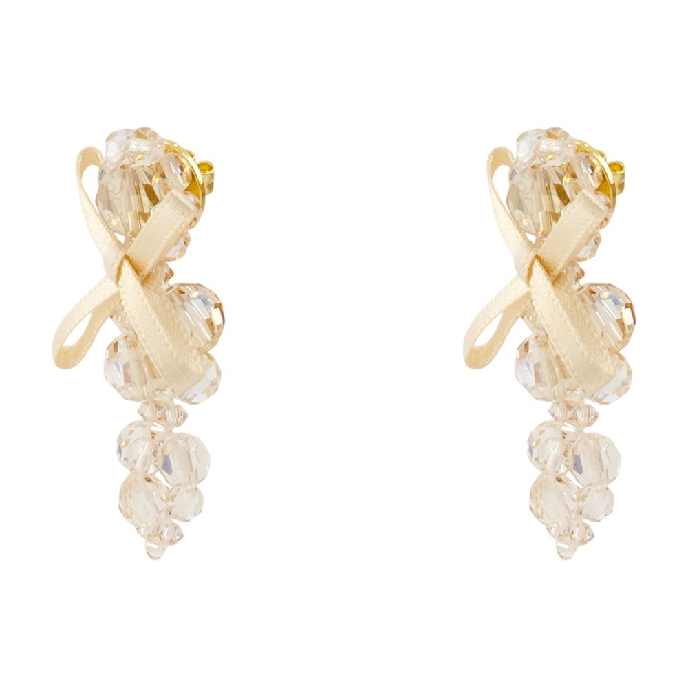 Simone Rocha Bow-Tie Crystal Earrings — Yellow