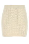 Sportmax Herringbone Wool Blend Mini Skirt — Beige