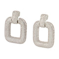 Self-Portrait Crystal-Paved Earrings — Silver