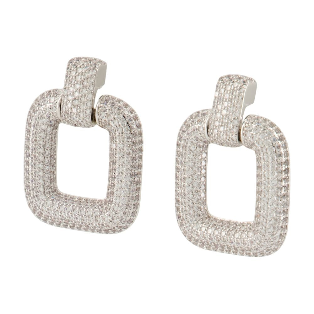 Self-Portrait Crystal-Paved Earrings — Silver