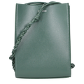 Jil Sander Logo-Embossed Leather Crossbody Bag — Green