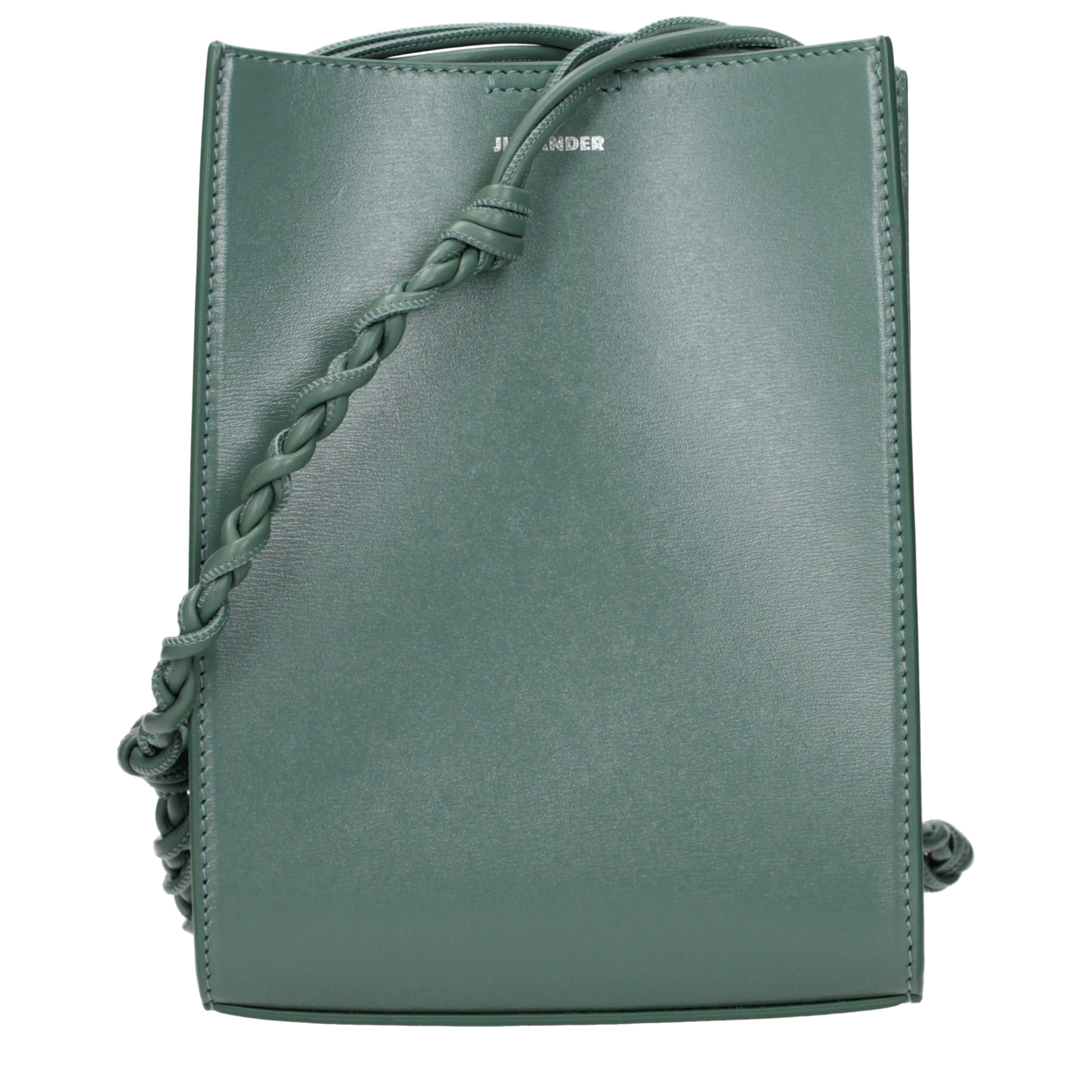 Jil Sander Logo-Embossed Leather Crossbody Bag — Green