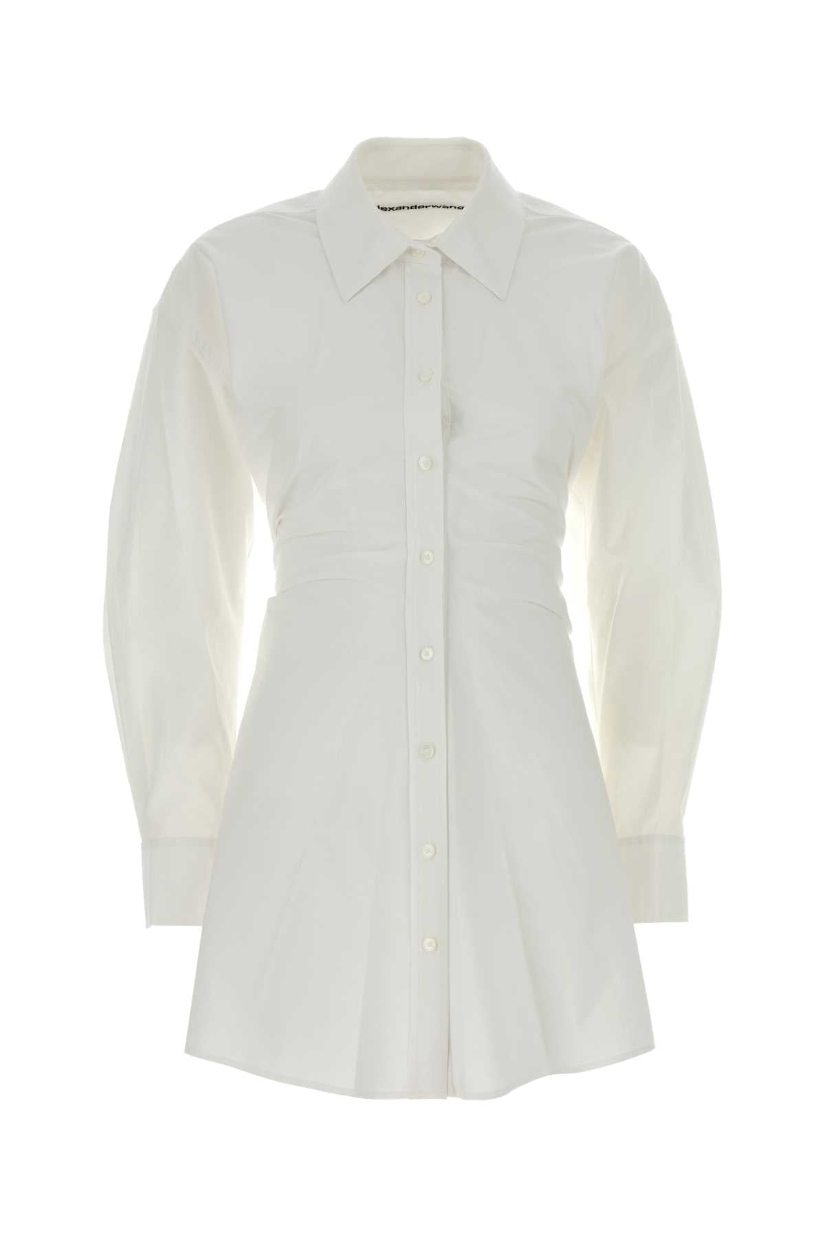 Alexander Wang Stretch Poplin Shirt Dress — White