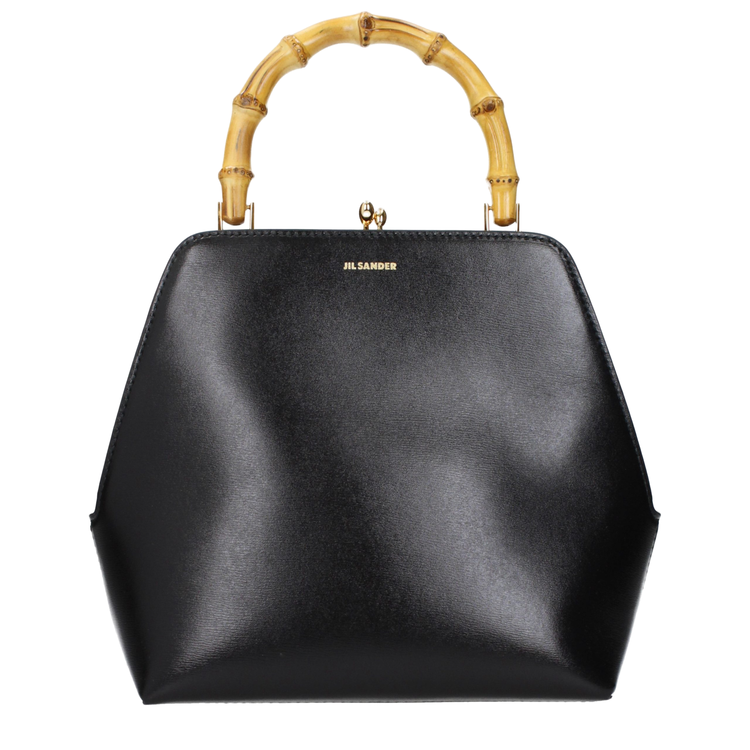 Bolso Jil Sander de piel con asa de bambú - Negro