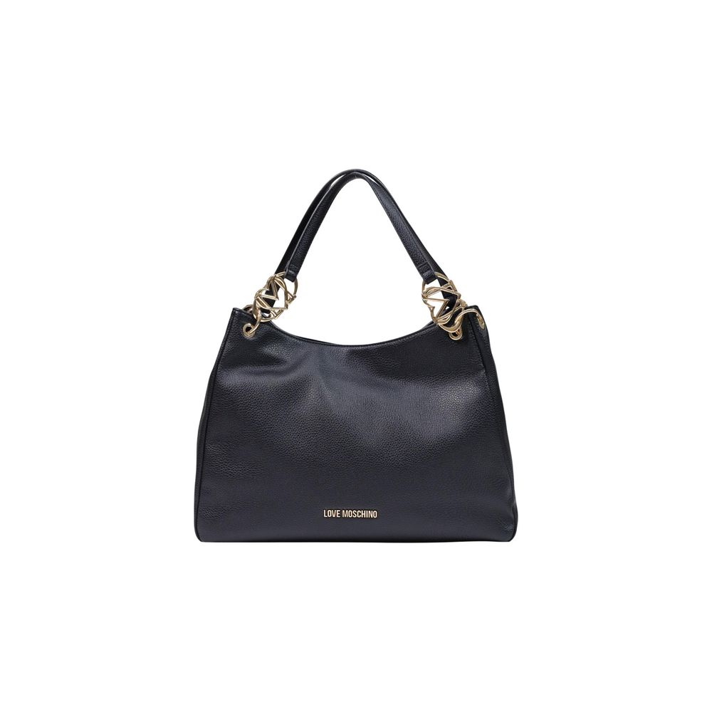 Love Moschino Textured Polyurethane Shoulder Bag — Black