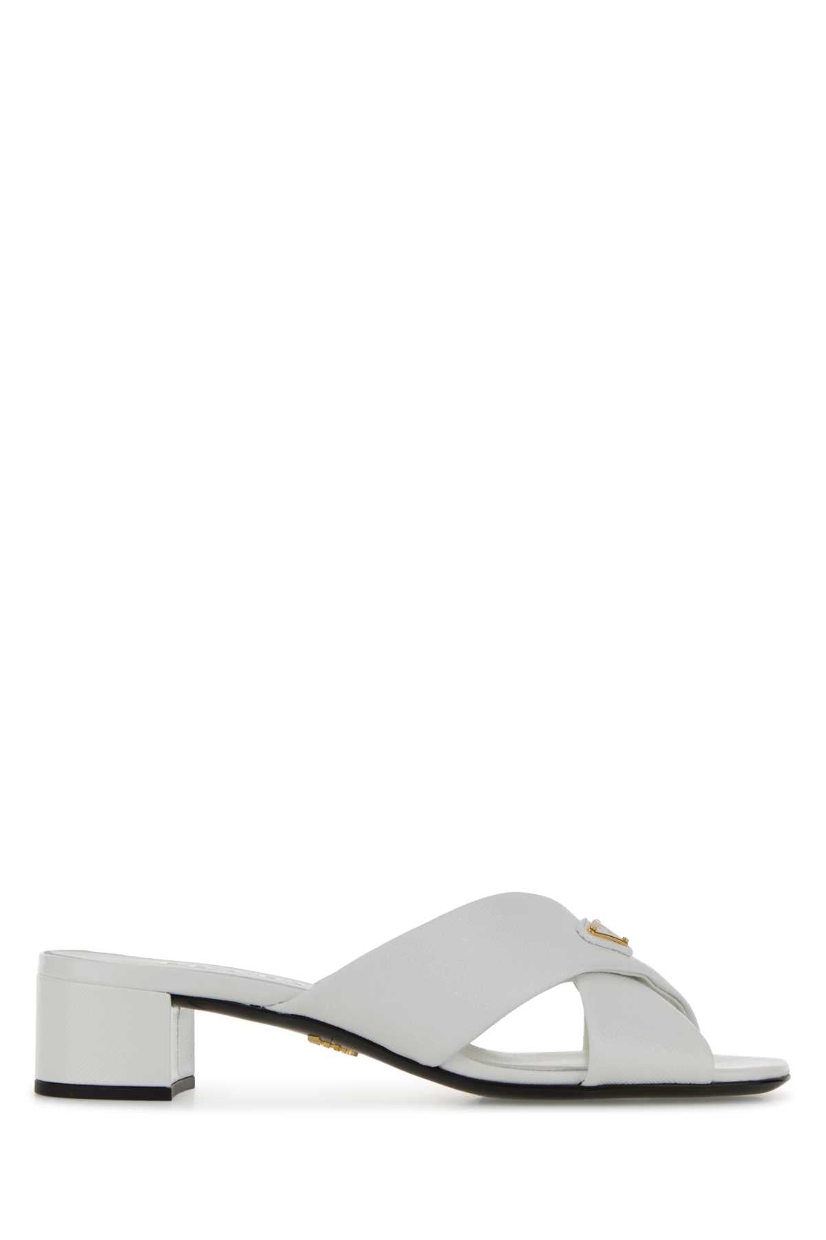 Prada Leather Crossover Mule — White
