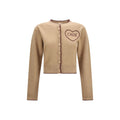 Chloé Logo-Embroidered Wool and Cashmere Cardigan — Beige
