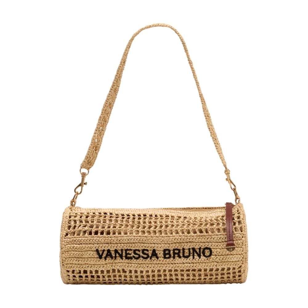 Vanessa Bruno Raffia Crochet Shoulder Bag — Beige