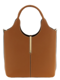 Tod's Calfskin with Contrasting Stitch Detail Tote Bag — Brown