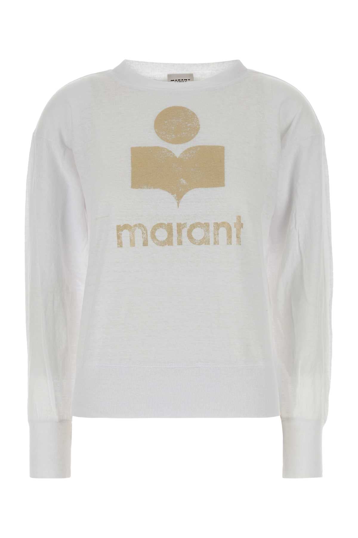 Isabel Marant Etoile Logo-Embroidered Linen Sweater — White