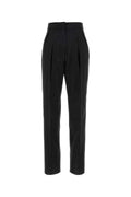 Max Mara Virgin Wool Pinstriped Trousers — Black