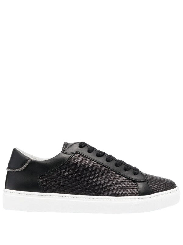 Fabiana Filippi Mesh-Panelled Calf Leather Sneaker — Black