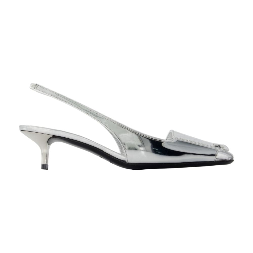 Courreges Kitten Heel — Silver