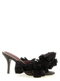 Magda Butrym Three-Dimensional Floral Taffeta Heel Sandal — Brown