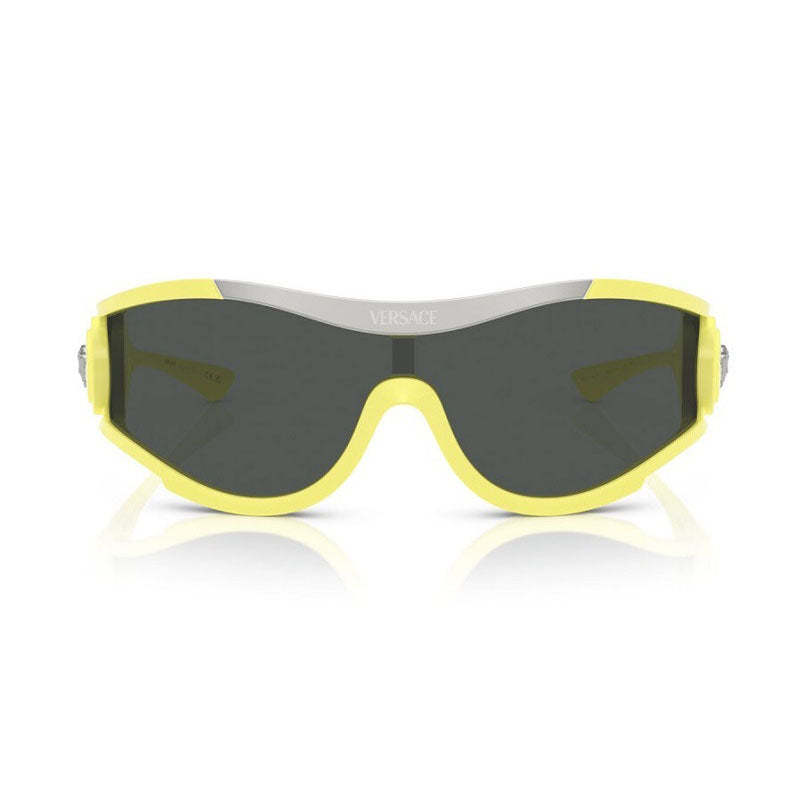 Versace VE4475548687 Shield-Frame Dark Lens Sunglasses — Yellow
