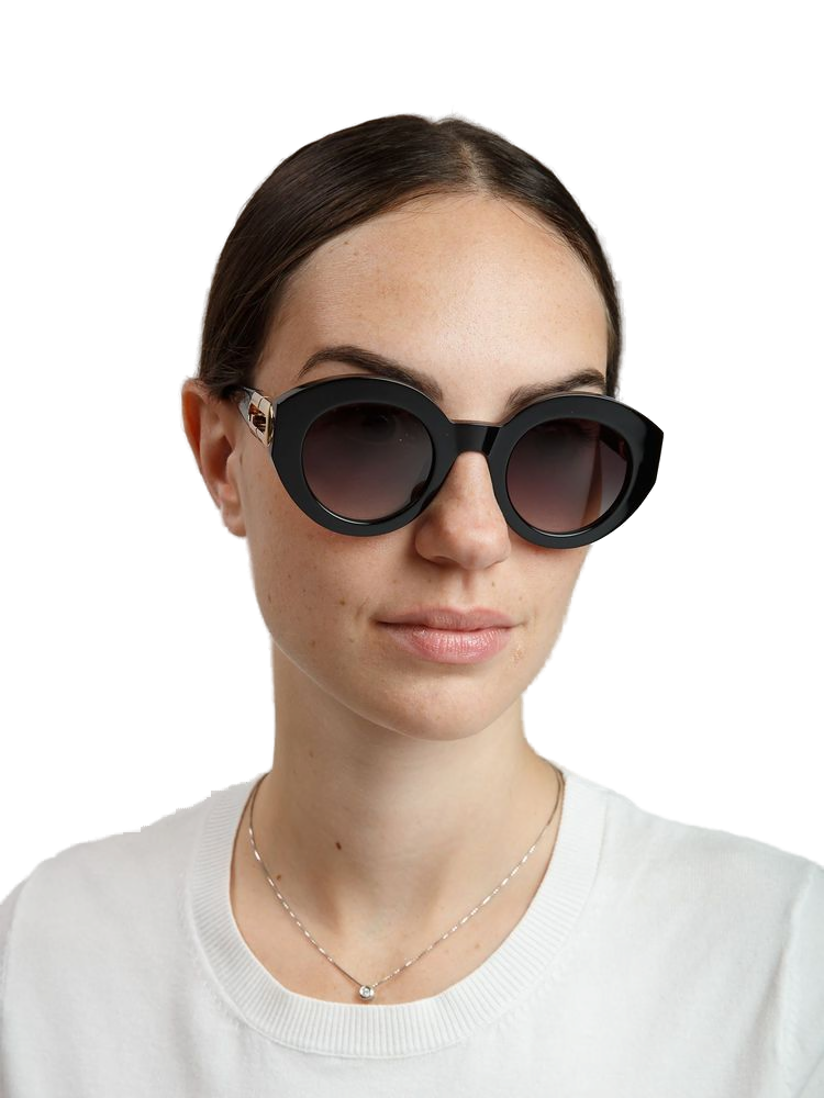 Furla SFU987 Glossy Black Acetate Sunglasses — Black